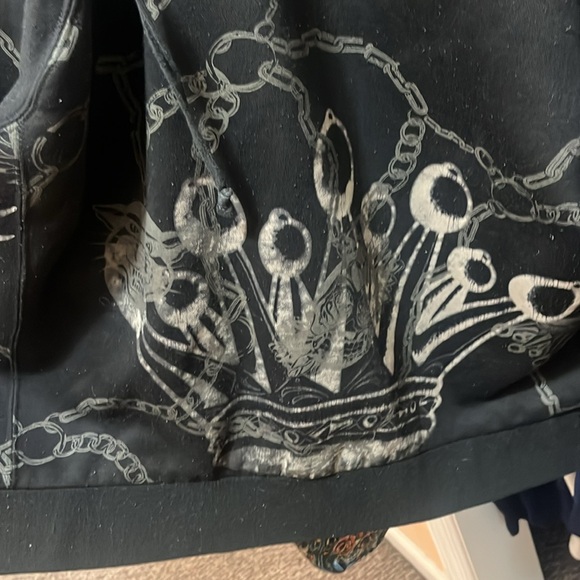 Vintage Christian Audigier Y2K all over skull reversible hoodie very soft warm - Picture 11 of 11